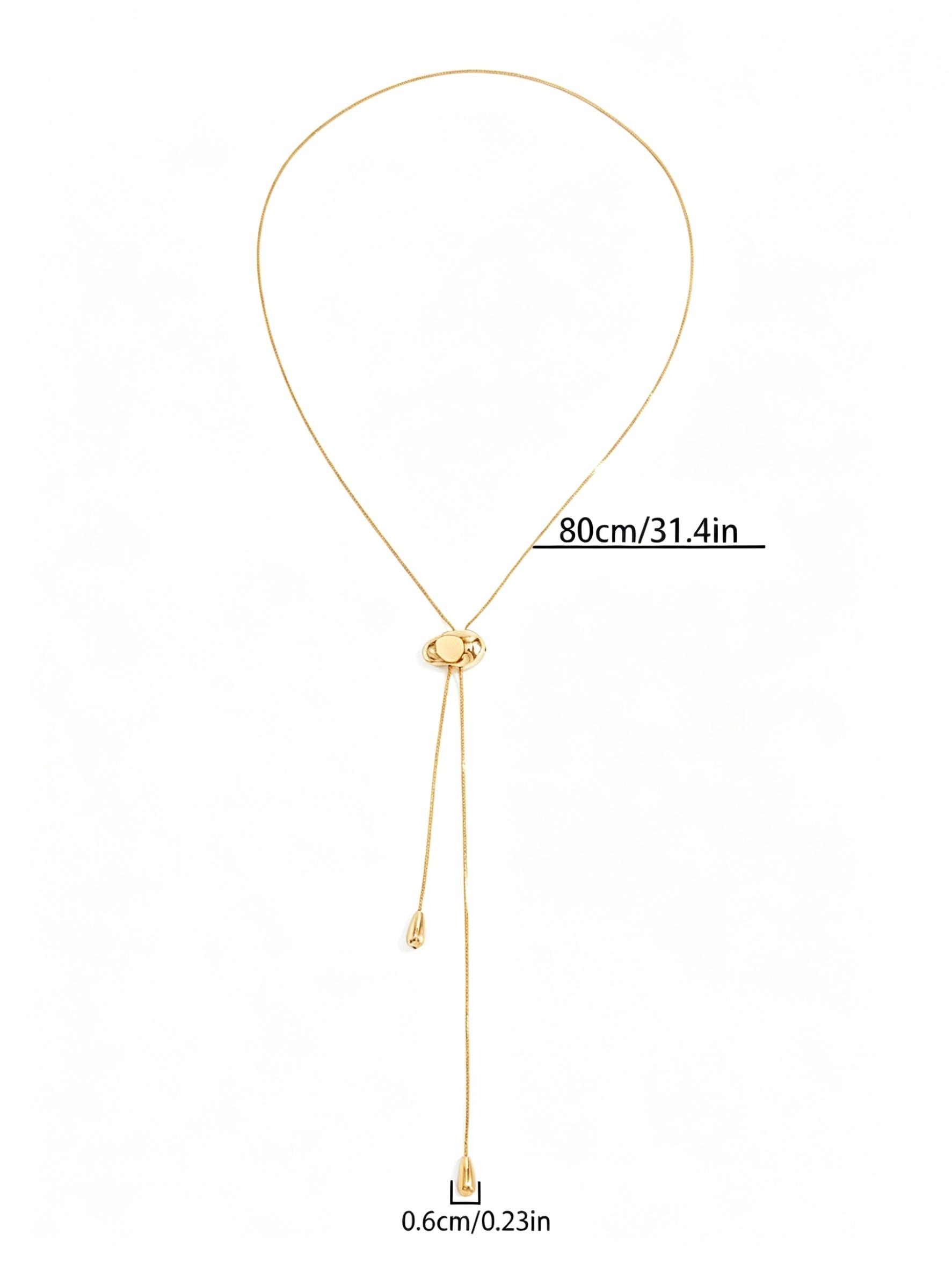 Boho Geometric Irregular Ccb Adjustable Length Fashion Long Necklace, Luxurious Casual Party Women's Versatile Metal Pendant Gift