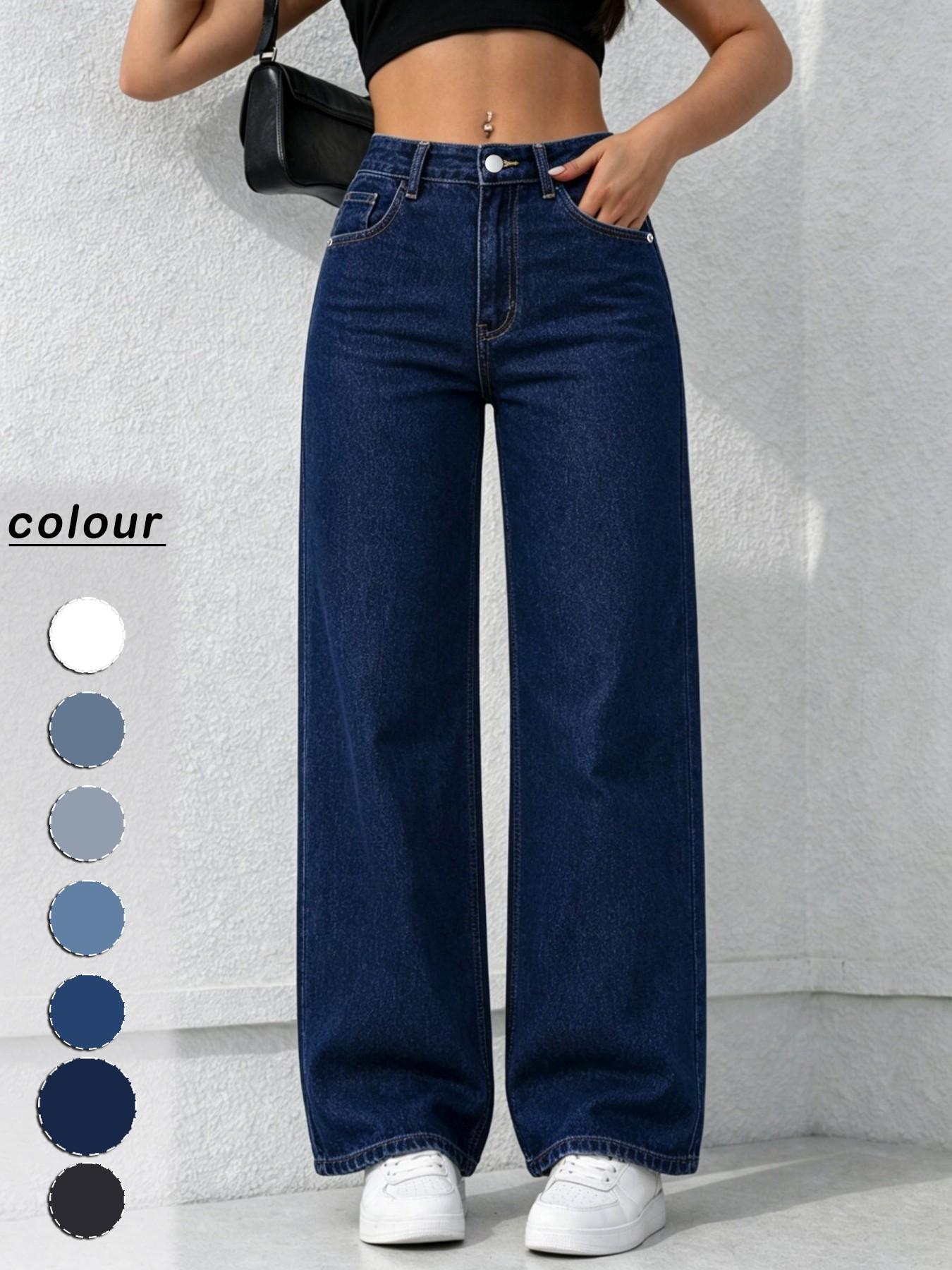 Spring Summer New Women's Pants Light Blue High Waist Elastic Light Wash Denim Jeans Casual Vacation Daily Everyday Versatile Wide Leg Pants