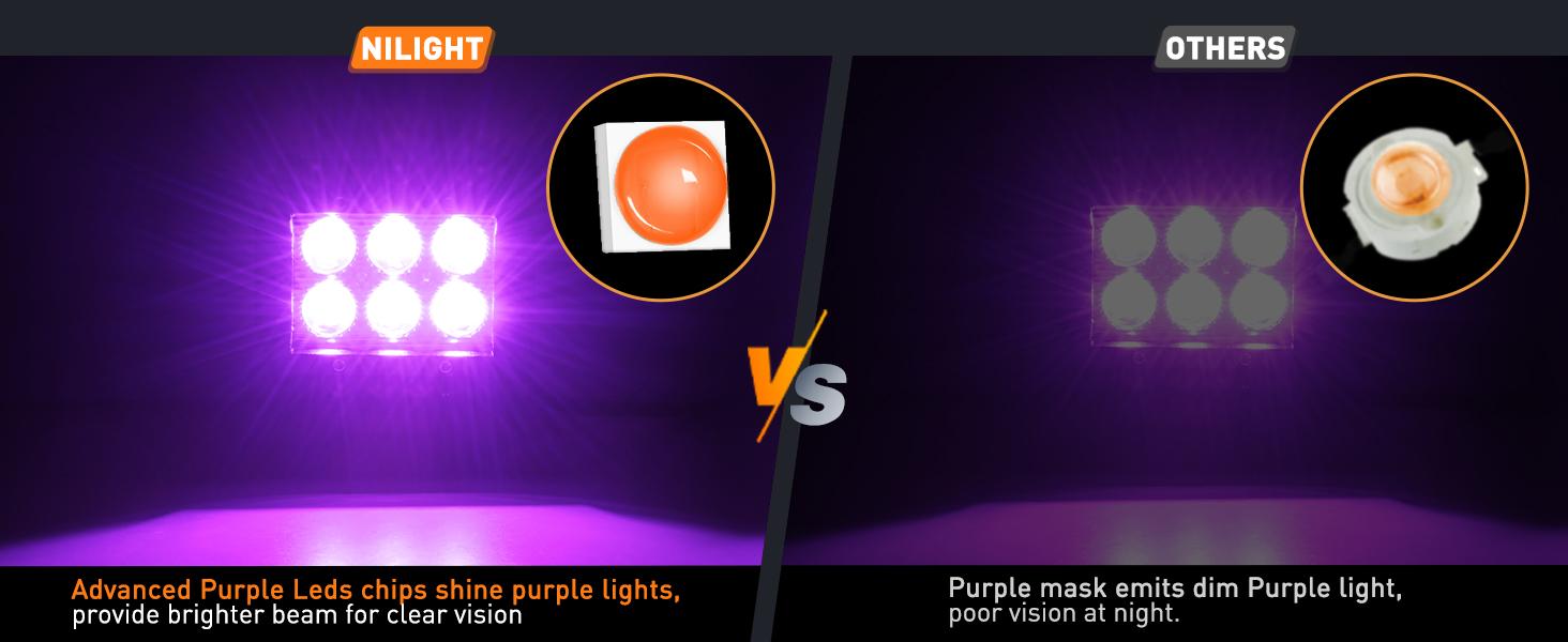 Nilight 4 Inch LED Light Pods Purple Spot Beam Driving Decoration Neon Light Bar 2PCS 18W Off Road Lights 12V 24V Lighting for Truck ATV UTV SUV RV Pick-up Van Boat light bar Automotive  dealsforyoudays