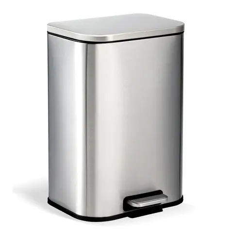 Stainless Steel Recycling Waste Bin - Hands-Free Soft-Close Lid, Fingerprint-Proof Foot Pedal, Slim Profile, Removable Inner Bucket, 3.2/5/8/13 Gal All Purpose Waste & Recycling Bin Fits Kitchen, Bath, Office #SohoChic