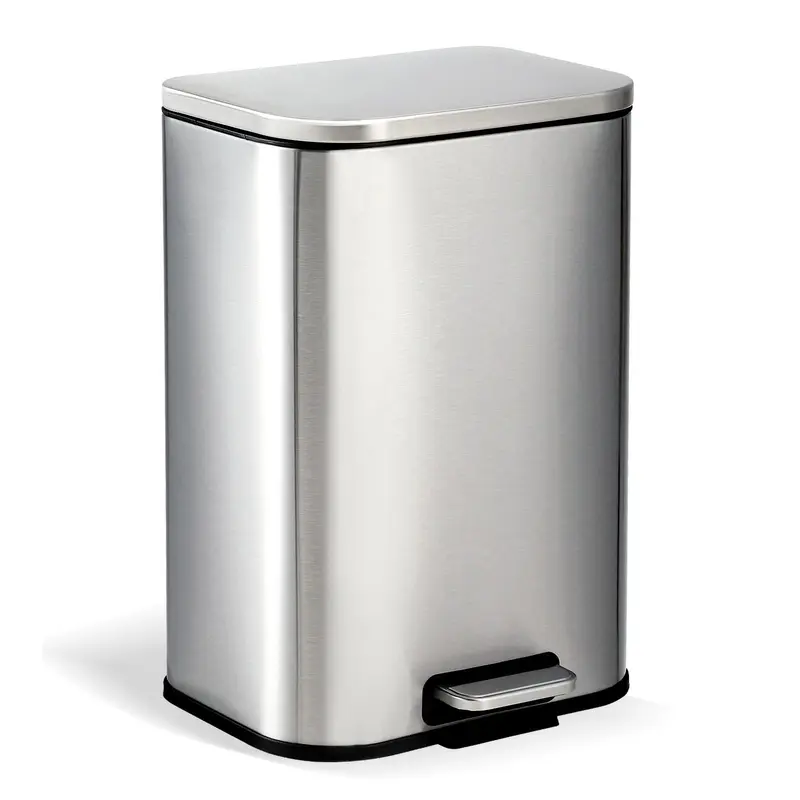 Stainless Steel Recycling Waste Bin - Hands-Free Soft-Close Lid, Fingerprint-Proof Foot Pedal, Slim Profile, Removable Inner Bucket, 3.2/5/8/13 Gal All Purpose Waste & Recycling Bin Fits Kitchen, Bath, Office #SohoChic