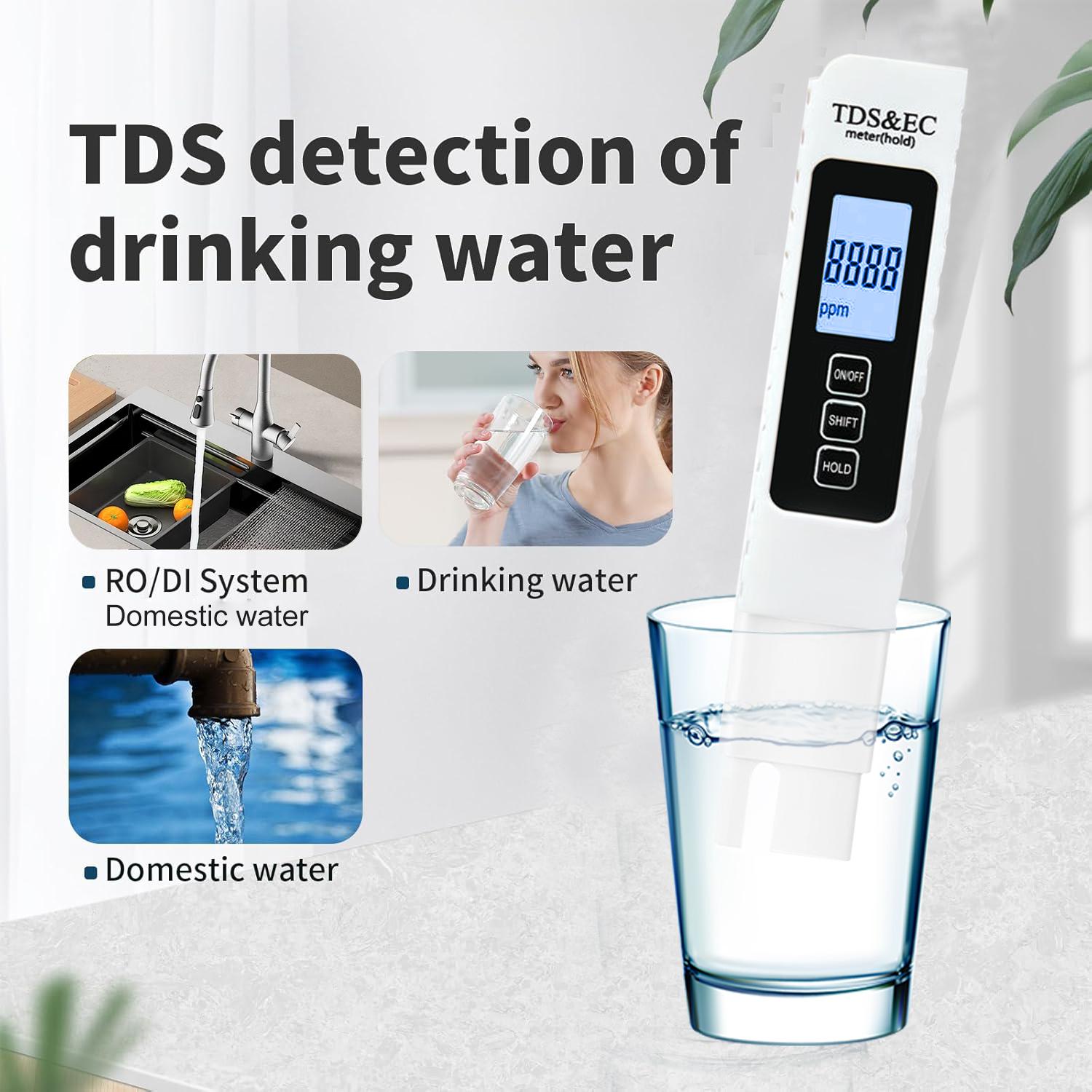 2026 New Upgraded 4-in-1 Digital TDS Meter - Digital Water Quality Tester for TDS, EC and Temperature (°C/°F) | 0-9990 ppm Range | Suitable for Drinking Water, Reverse Osmosis Systems, Aquariums and Swimming Pools inflatable pool Modern