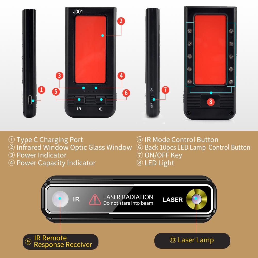 MelyBaoB J001 Hidden Camera Detectors & Camera Detector, anti spy Camera finder, 10X Search Speed. MelyBaoB J001 Hidden Camera Detectors & Camera Detector, anti spy Camera finder, 10X Search Speed.