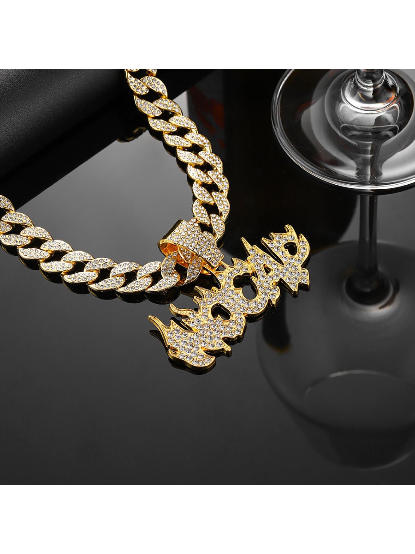 Fashionable Flame Letter NOCAP Alloy Diamond Pendant Hip Hop Retro Personality Necklace Pendant
