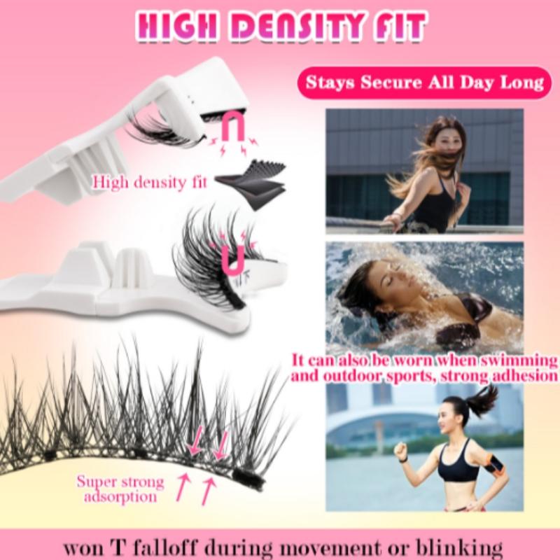 Magnetic Cat Eye False Eyelashes Reusable Waterproof Natural Thick No Glue Needed, Cross Design, Easy Application, Perfect for Daily Wear