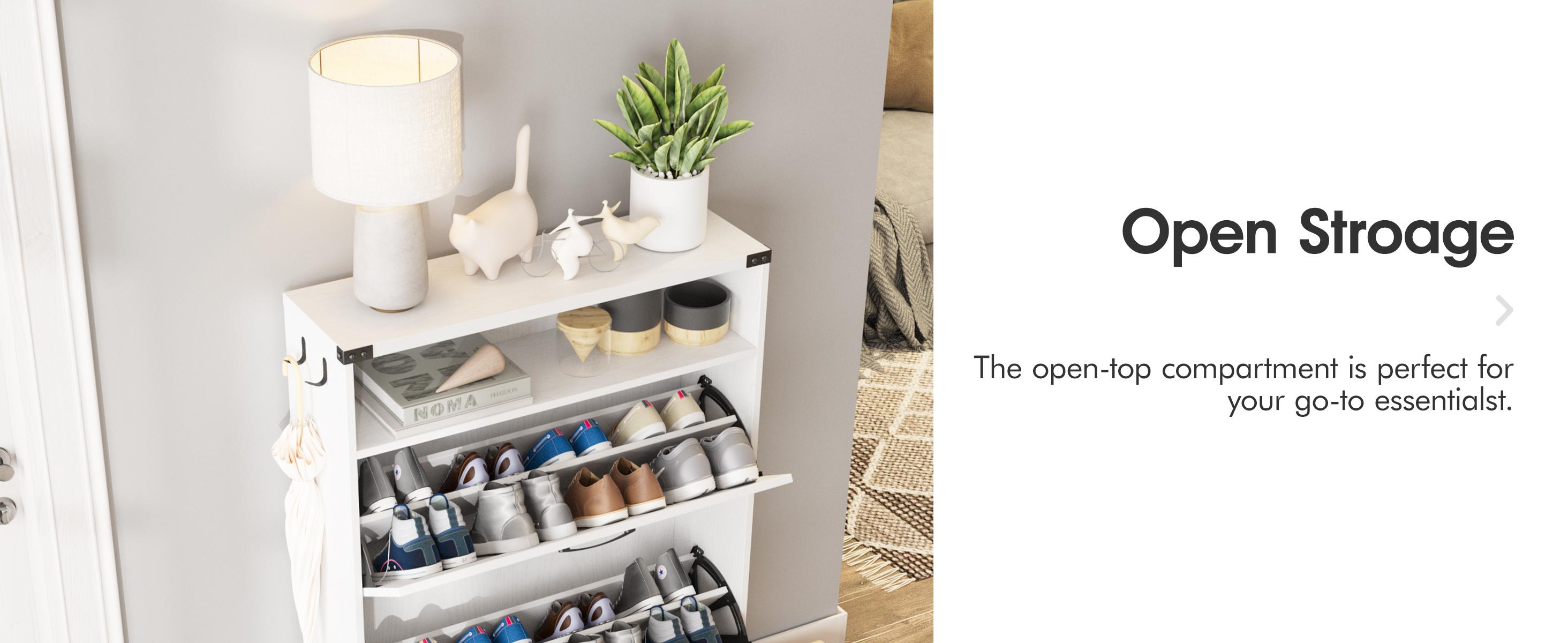 Vabches Shoe Cabinet with 2 Flip Drawers,Shoe Storage Cabinet for Entryway,Freestanding Shoe Cabinet Organizer with Open Storage Vabches Shoe Cabinet with 2 Flip Drawers,Shoe Storage Cabinet for Entryway,Freestanding Shoe Cabinet Organizer with Open Storage