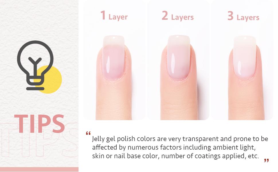 GAOY Milky White Jelly Nude Gel Nail Polish Set, 6 Transparent Colors Sheer Pink Orange Soak Off UV Light Cure Gel Polish Kit for Salon and Nail Art DIY at Home