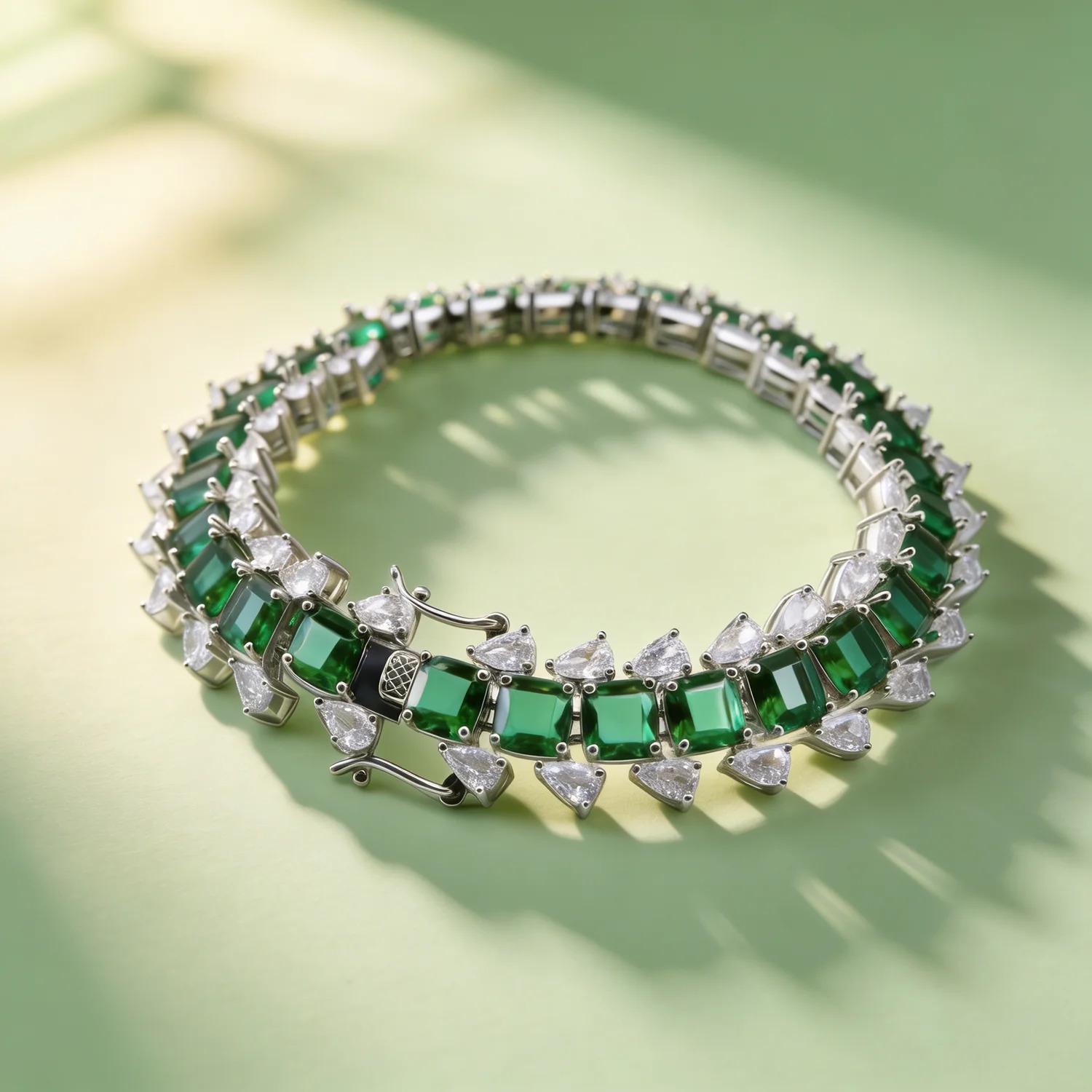 Women's Emerald Zirconia Bracelets Fashion High-end Exquisite Zirconia Bracelets Luxury Jewelry Gifts For Girl