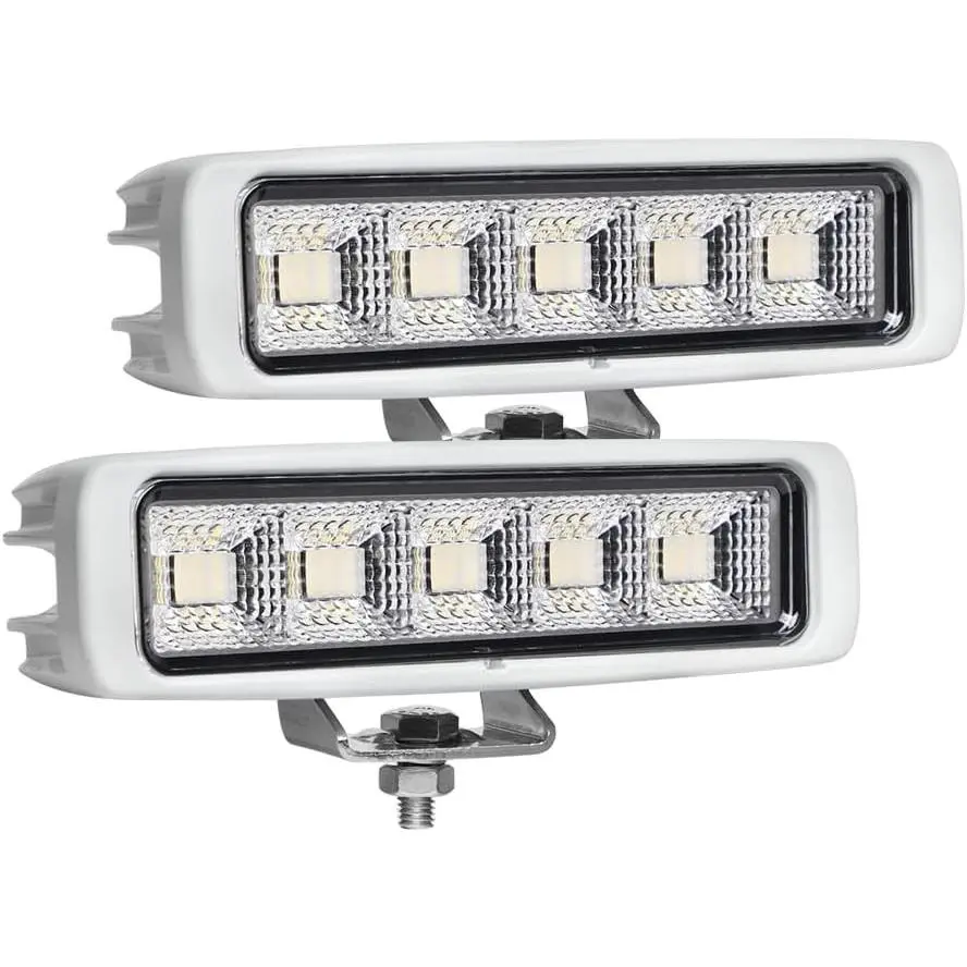 Waterproof LED Boat Lights, 2 pc 72W Deck Dock Marine Lights 4000LMS 180° Flood Light, 6.3 inch, 12/24V LED Light Bar