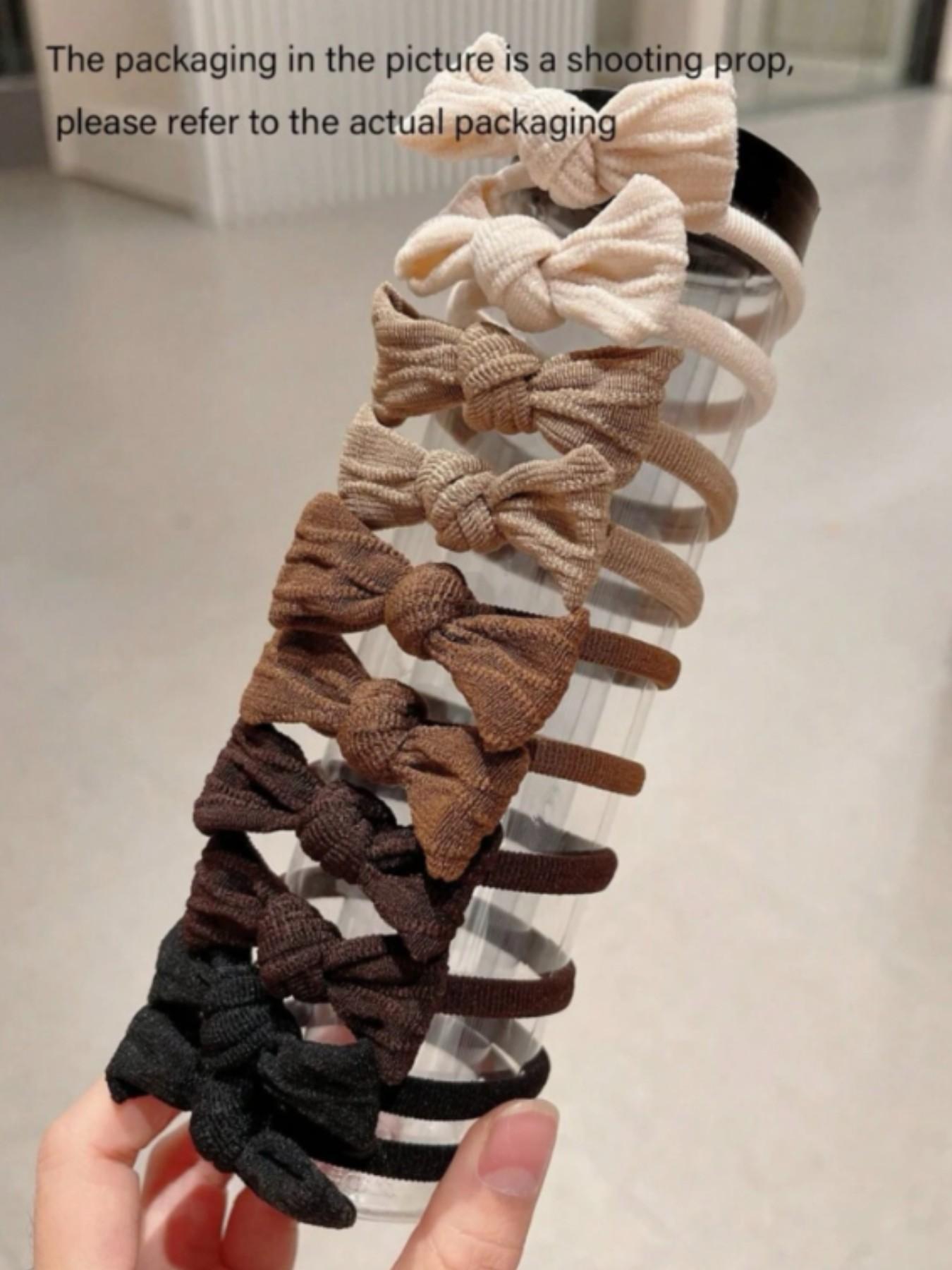 10pcs Mixed Color Bow Hair Ties, Cute Series for Women, Fashionable Daily Ponytail Accessories, Durable and Compact Hair Bands