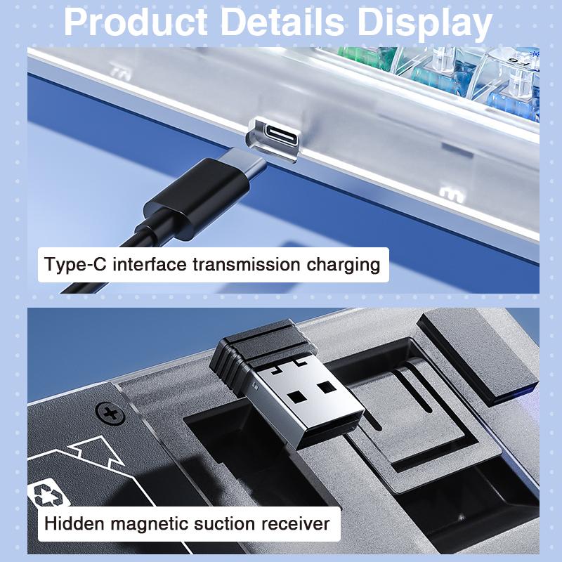 AULA F98 Pro Wireless Translucent Mechanical Rechargeable Gaming Keyboard, OLED Screen Knob Control, Hot Swappable Gasket Structure, RGB Backlit Tri-Mode Connection, Office Bluetooth Creamy Budget Keyboard Computer PC Accessory  TikTokShopfalldealsforyou