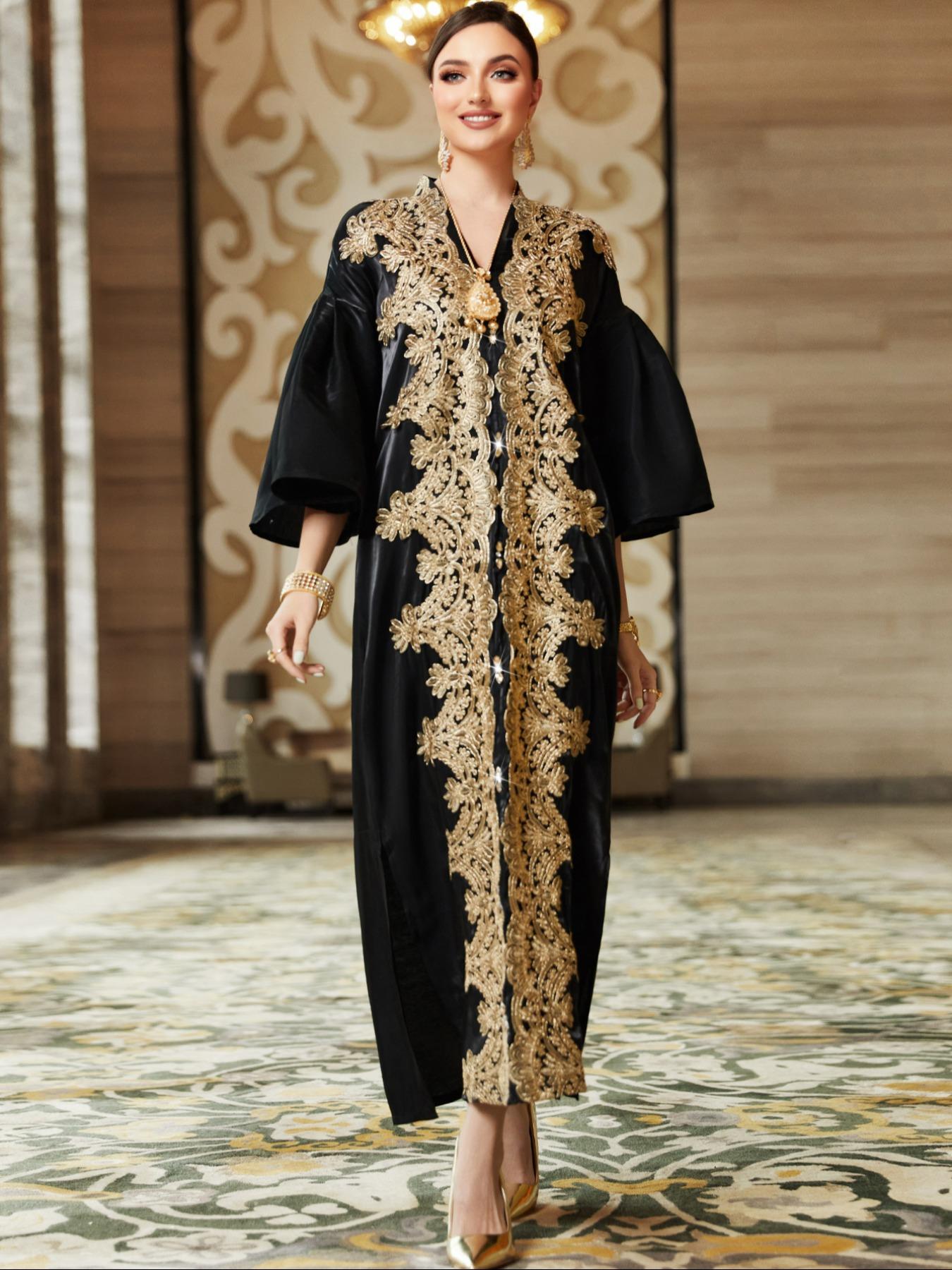 Handmade Lace Abaya for Women, Middle Eastern Long Robe, Elegant Hand Sewn Design, Traditional Arabic Clothing, Comfortable and Stylish, Modesty Muslim Clothing