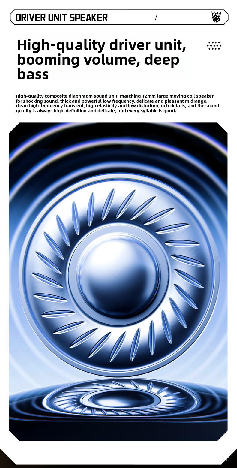 Transformers TF-T93 Ear-Clip True Wireless Bluetooth 6.0 Earbuds with Mic, Zinc Alloy Armor Case, Low Latency Game/Music Modes, Hi-Fi 12mm Drivers, Secure Fit Sports Earphones (Megatron Black)