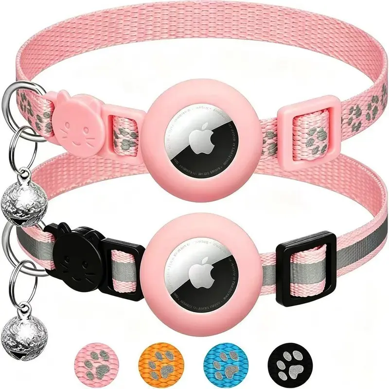 2 Pack Airtag Cat Collar Breakaway with Bell,Reflective Kitten Collar with Cat Collar Holder,Adjustable 7-12In,Safety Buckle for Girl Boy Cats,Pet Supplies,Accessories,Gifts,Reflective Collars