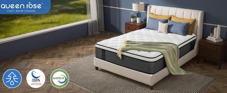QueenRose Hybrid Mattress in a Box 10/12/14 Inch Individual Pocket Coils Memory Foam Queen/King Bed Firm Support Relieve Back Pain Easy Setup Outdoorfun Sleep Well, Excellent gift for Christmas and New Year