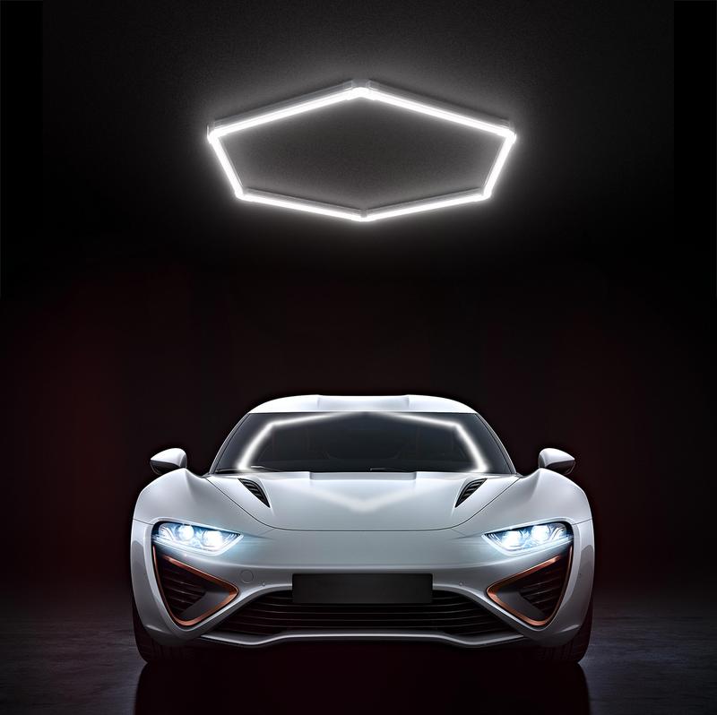 HYPERLITE DIY Hexagonal Ceiling Light, Honeycomb Ceiling Light,Ultra Bright 3960 Lumens-54780 Lumens Honeycomb Lights,（Dimmable） Hexagonal Garage Lights for Shops Supermarkets Shopping Malls Car Shows Basements Gymnasiums, Jumpstart newyear