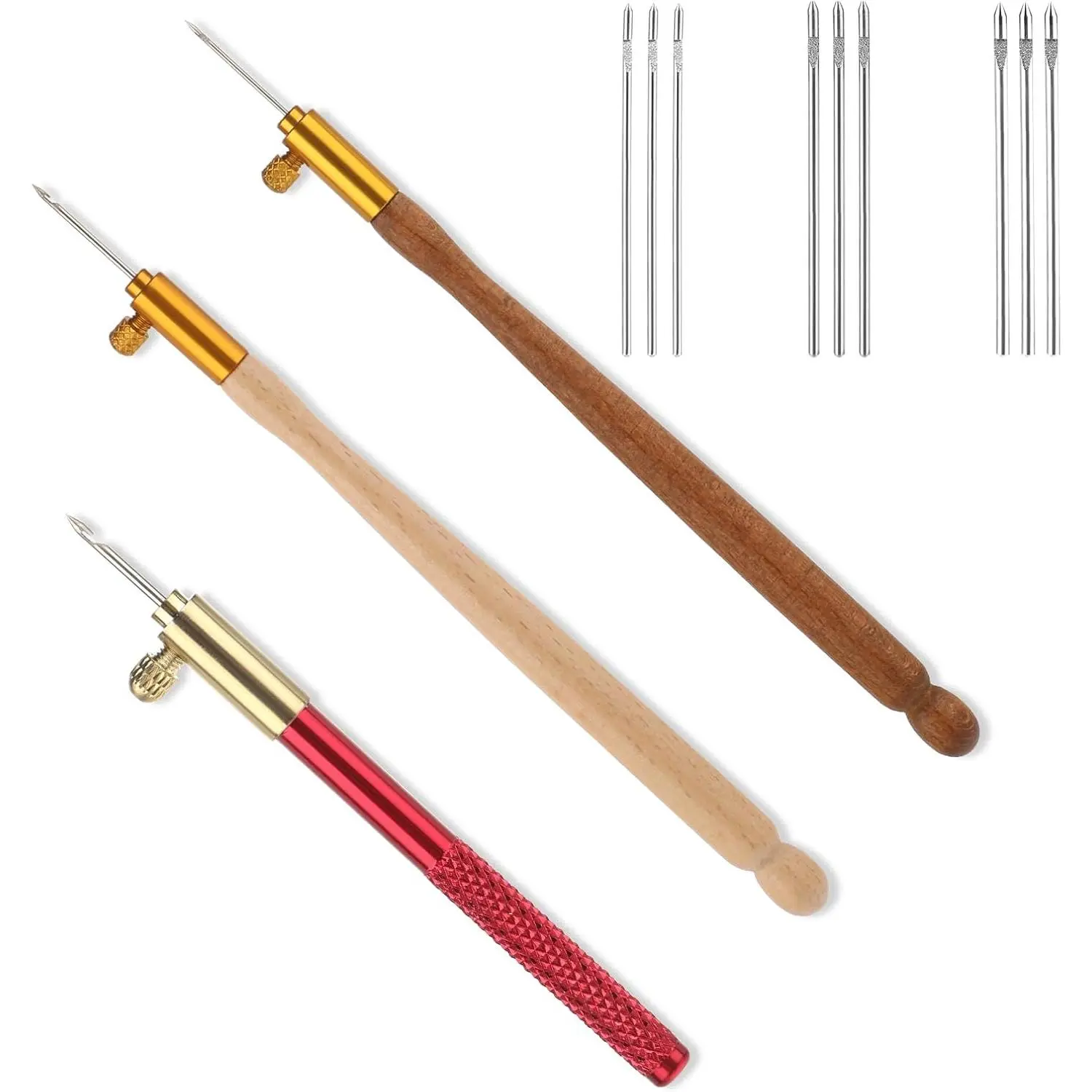 3 count Embroidery Crochet Hook Kit -  Handle  Drum Hooks with 9  Tambour Hook Latch Beaded  for Embroidery, Sequin Beading, Knitting, DIY Sewing