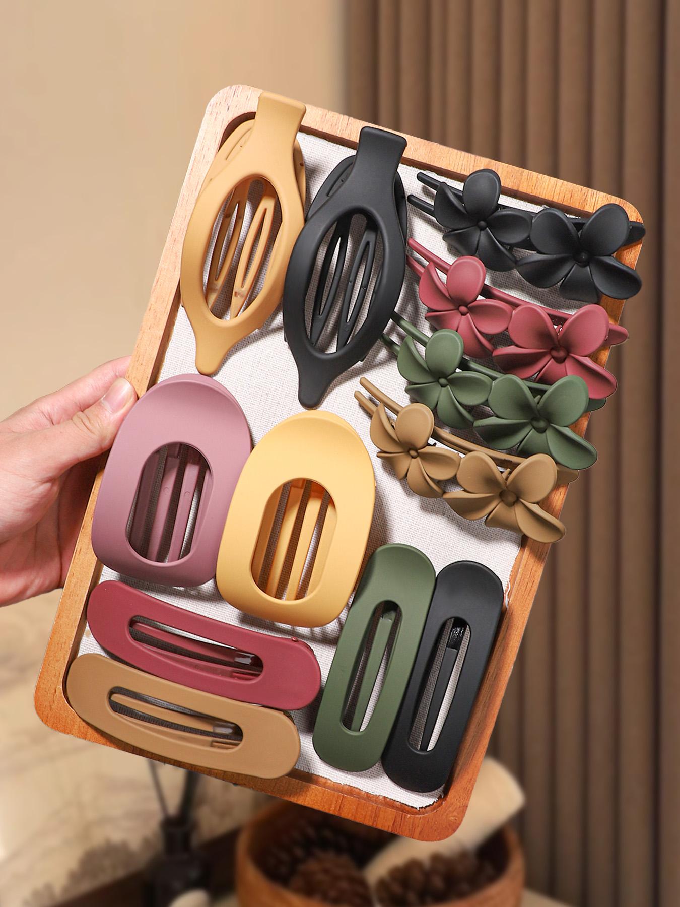 12pcs Duckbill Clip Female Back Head Hairpin Shark Clip Flat Oval Duck Clip, Flat Hair Clips, Hair Claws, Suitable for Thick Hair, Matte Large Duckbill Clip Strong Fixation No Slipping Multicolor Gift