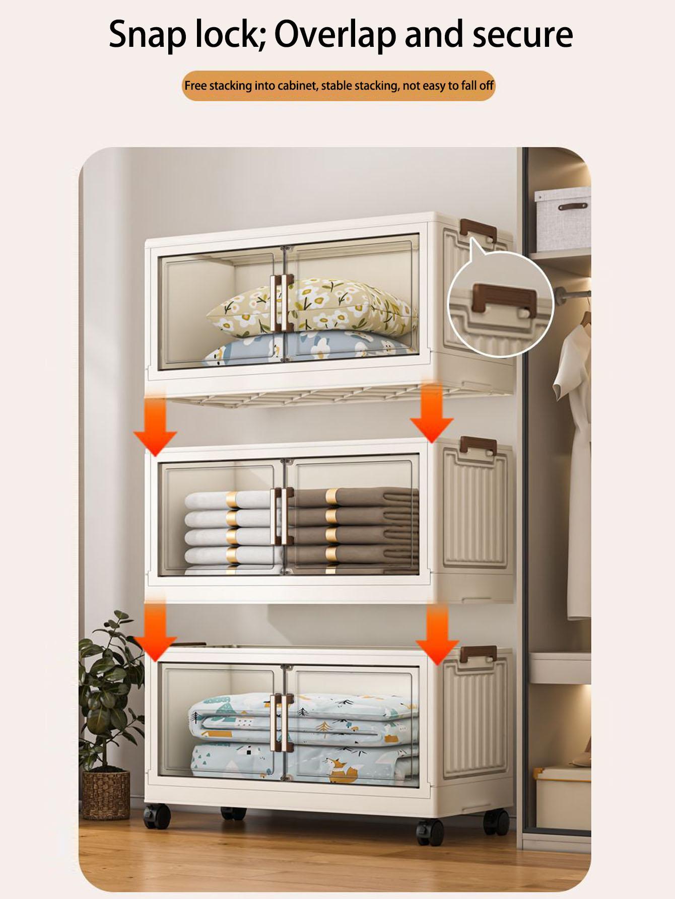 Multifunctional Foldable Storage Cabinet, Modern Mobile Display Unit for Living Room & Bedroom, Baby Toys Clothes Organizer