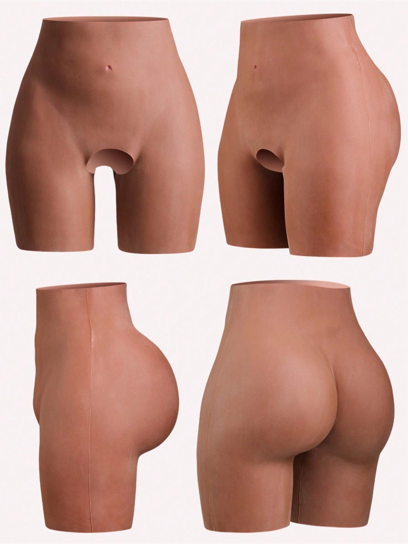 Bestselling European And American Brown Silicone Butt Lifting Open-Crotch Pants, Sexy Realistic Thickened Hips Silicone Fake Butt Shapewear For Curve Shaping