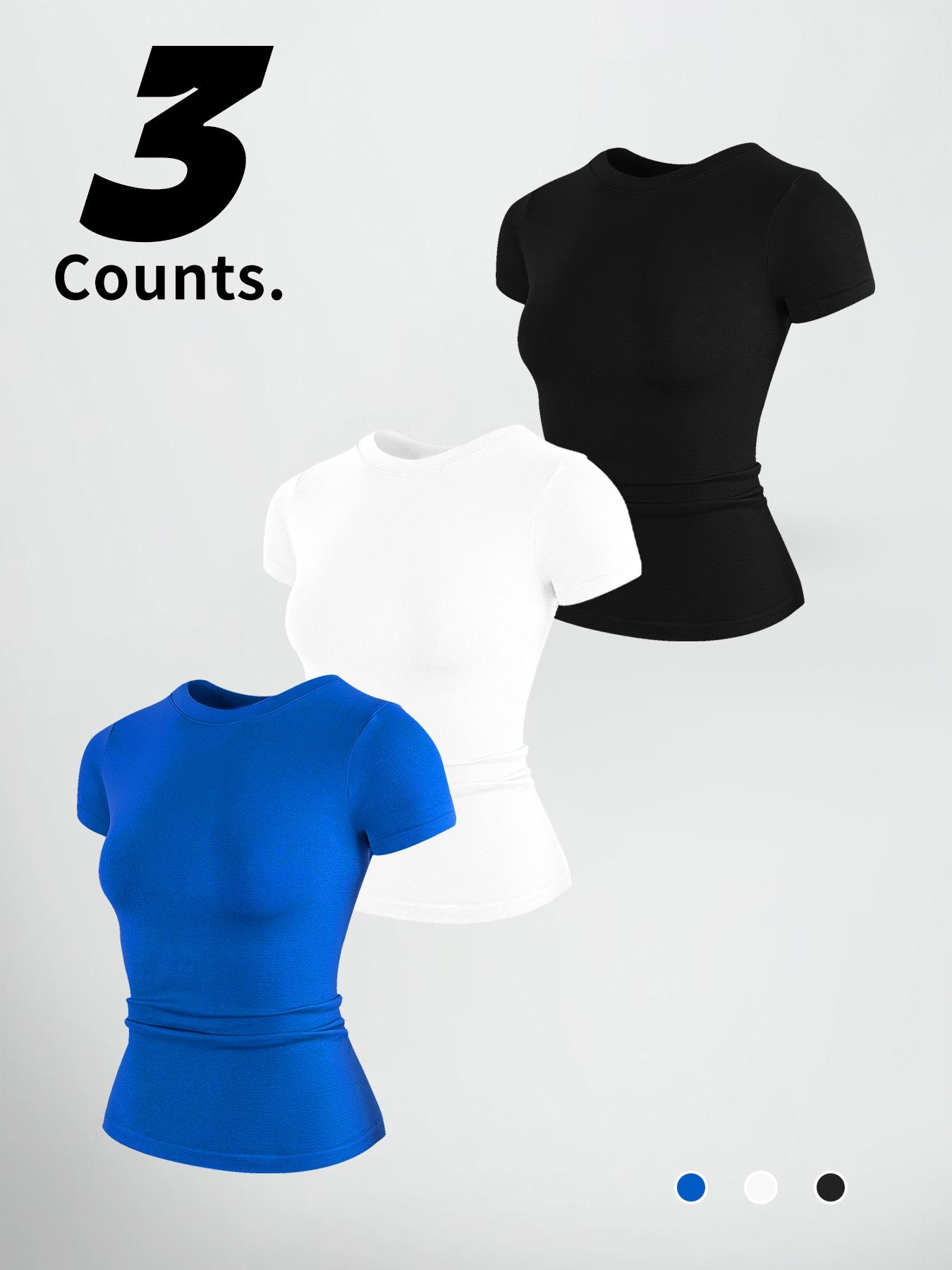 Women's Solid Color Sports Tee, Breathable Quick Drying Crew Neck T-Shirt, Ladies Sportswear for Gym Workout Running, Athletic Top