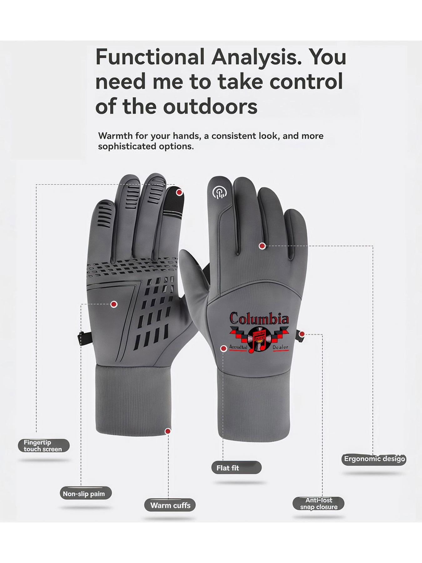 1pc with  Columbia Records VintageIconic Logo Music Fan winter gloves mountaineering gloves Touch Screen cold proof Winter Activities unisex sports gloves Warmest winter gifts Soft