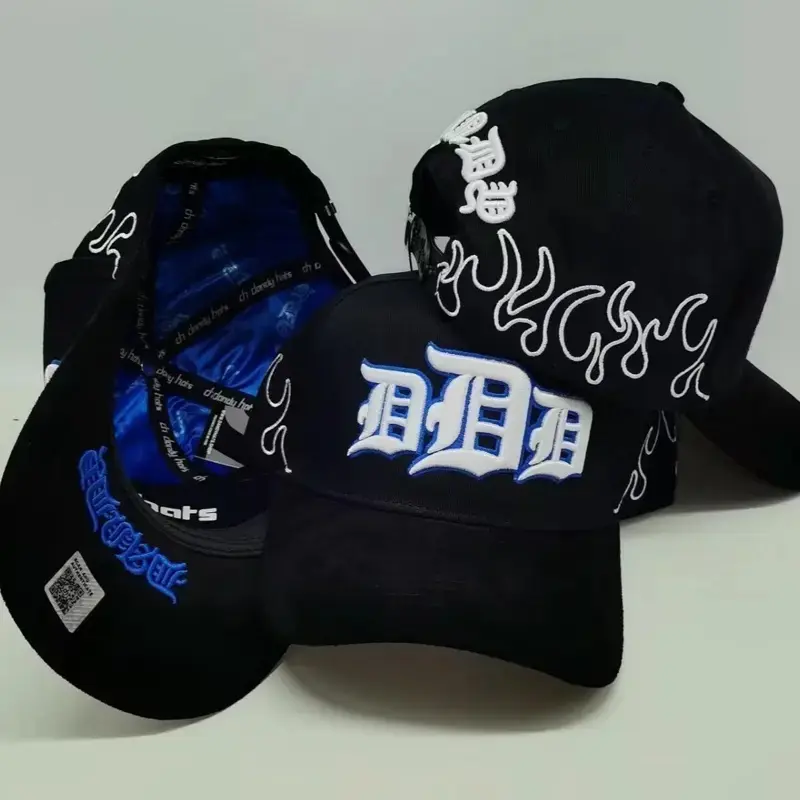 Daimyo Baseball Cap - Black with White Embroidered Logo & Blue Bandana Strap - Versatile Adjustable Hat for Everyday Wear