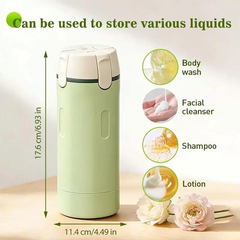 Four-In-One Travel Dispenser Bottle, Portable Cosmetic Shampoo Lotion Container, Compact Plastic Holder, Easy-Press Smooth Dispensing