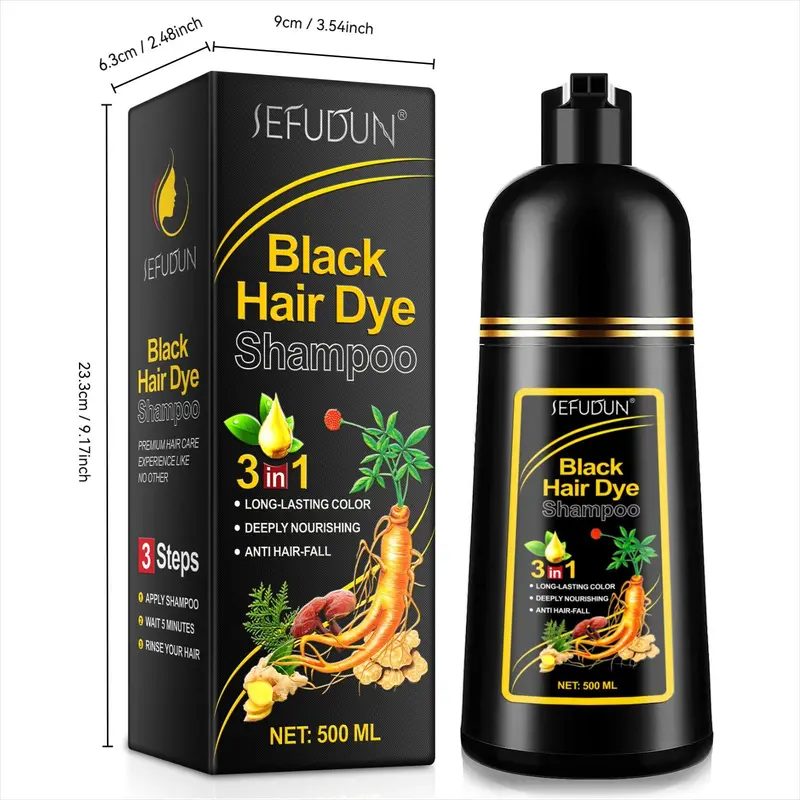 SEFUDUN 3-in-1 Hair Color Shampoo, Hair Dye Shampoo provides coverage for gray hair, covering at the roots, temples, and all over, the color looks natural and lasts, with natural results
