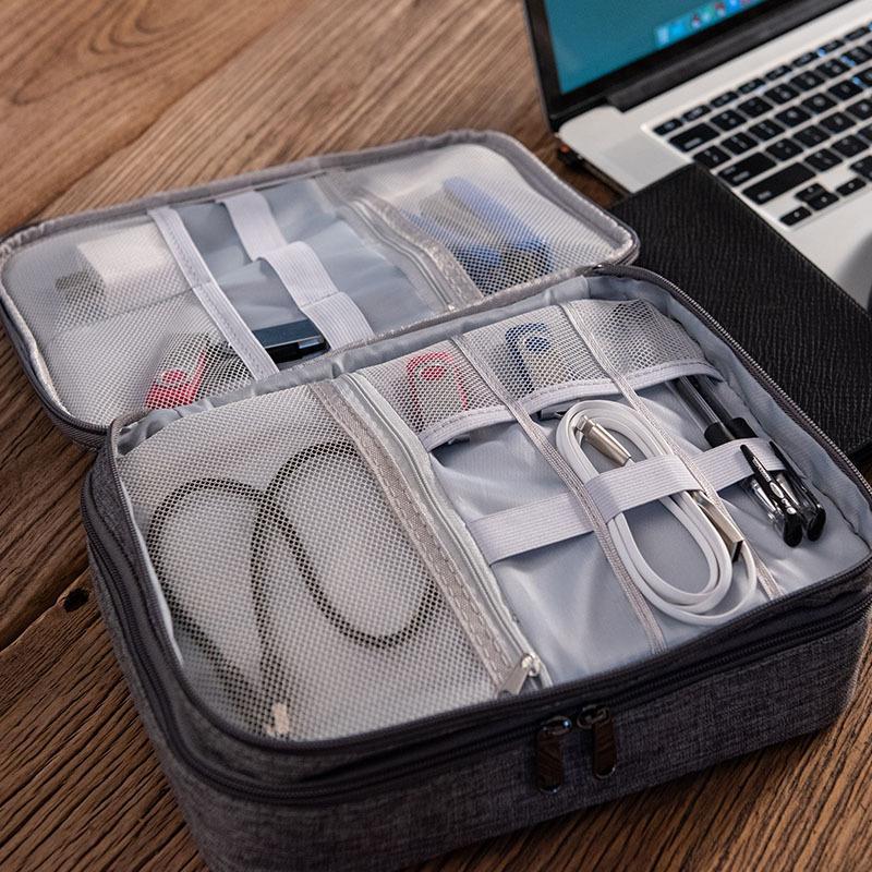 Multifunctional Data Line Storage Bag, Travel Cosmetic Organizer, Portable and Durable, Ideal for Electronics and Makeup