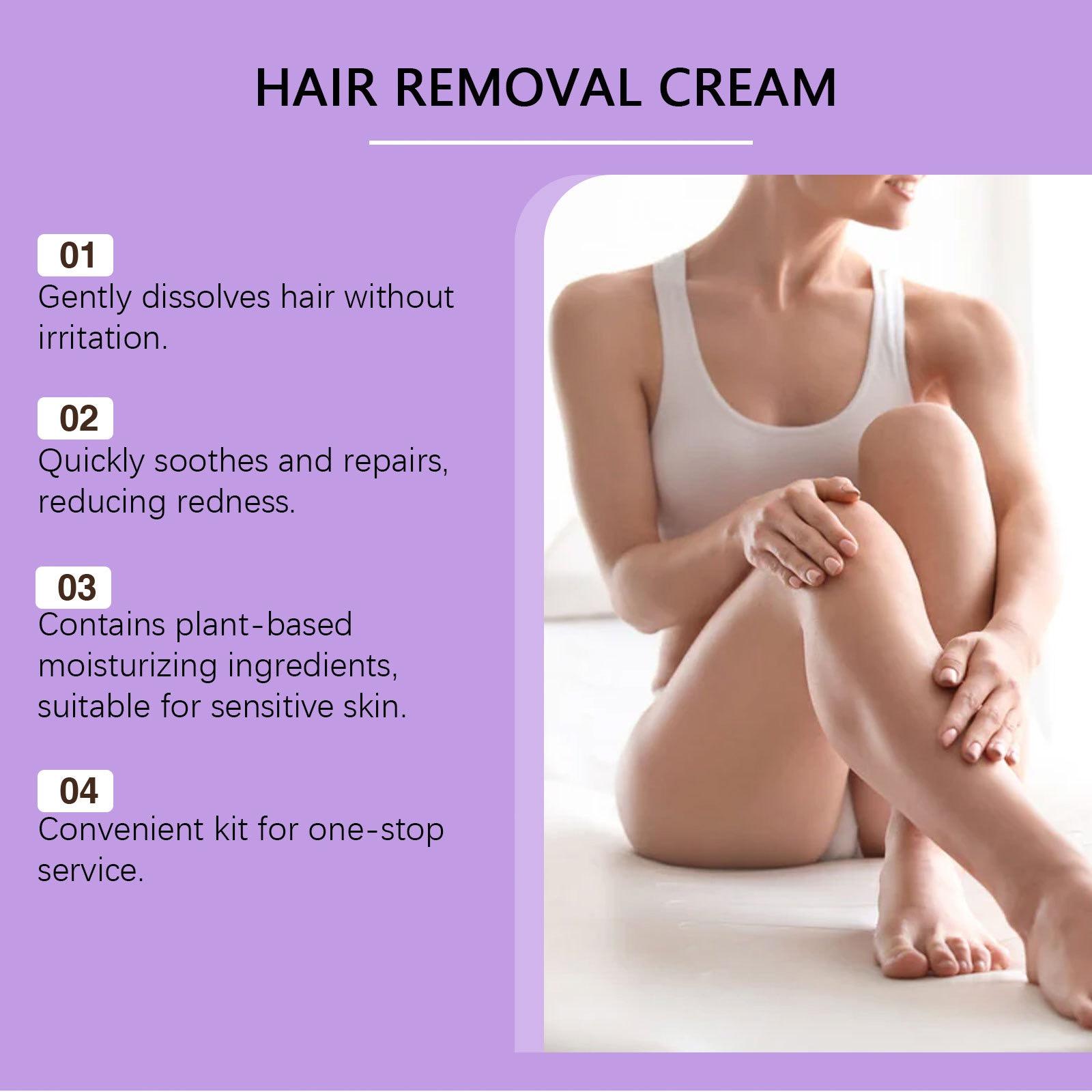 Painless Full Body Hair Removal Kit, Gentle Cleansing and Moisturizing, Fast Hair Removal, Aloe and Hyaluronic Acid, Unisex, Mild Scent