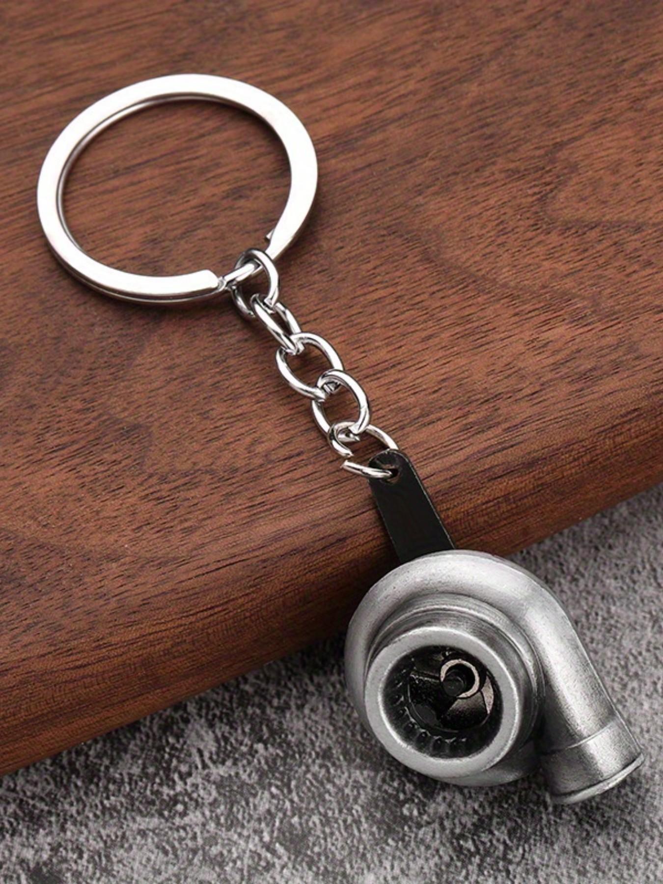 Turbocharger Keychain Set, 2 Zinc Alloy Street Style Car Accessories, Metal Key Ring with Waist Chain, Automotive Modification Parts