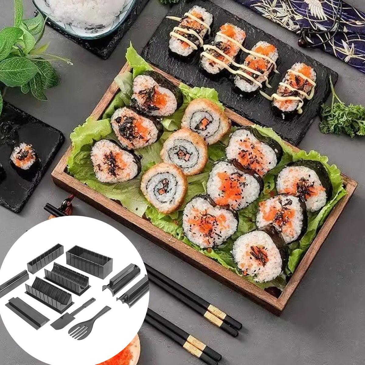 Sushi Making Kit,Sushi Maker Set for Beginners Plastic Premium Set Sushi Tool Set Sushi Rice Roll Mold Shapes, Multifunctional Mold with Various Shapes, DIY Sushi Tools for Rice and Vegetable Rolls, Sushi Rolling Kit, Sushi Making Utensils