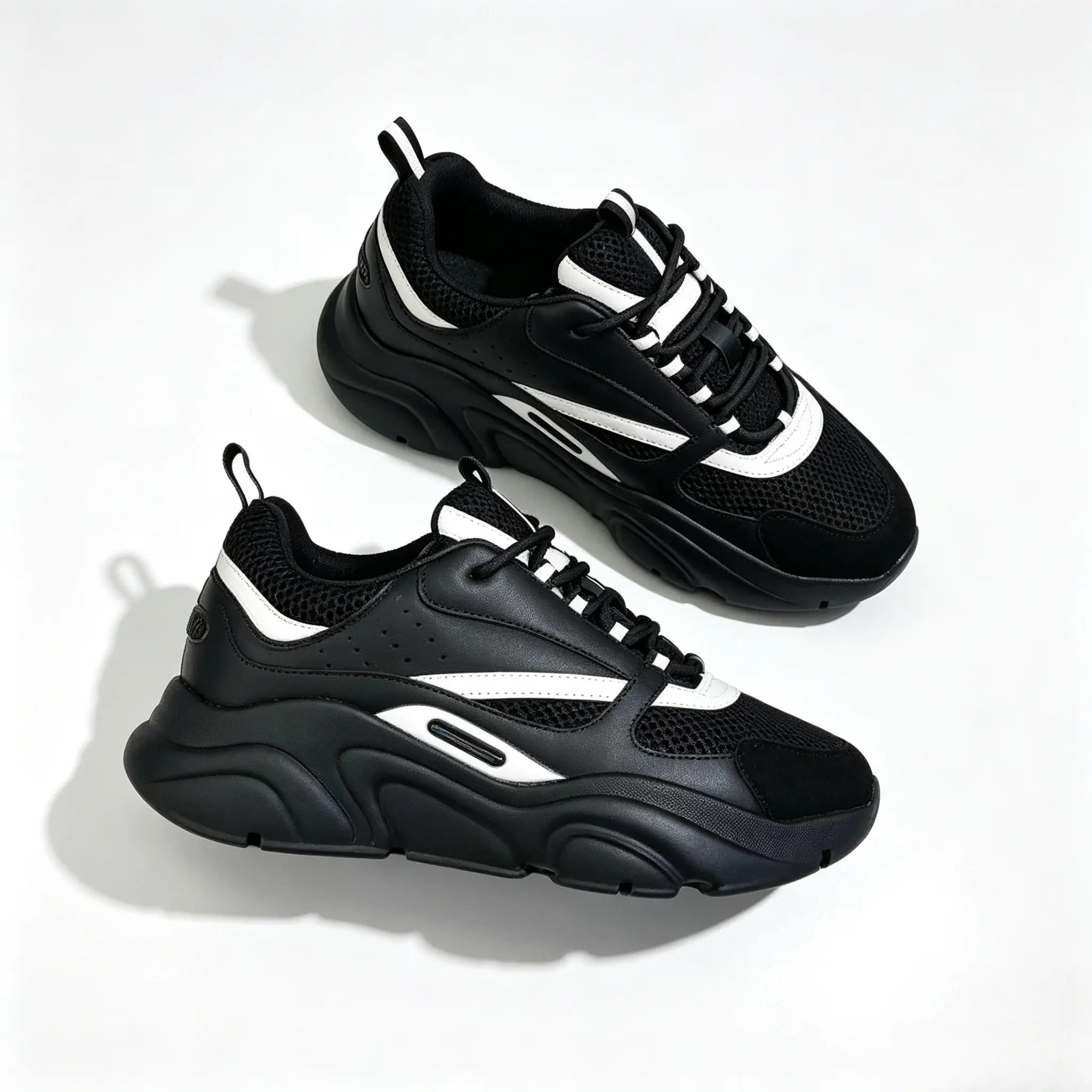Mens Black White Mesh Chunky Sneakers Retro Platform Walking Dad Shoes Lightweight Breathable Casual Trainers For Daily Streetwear Running