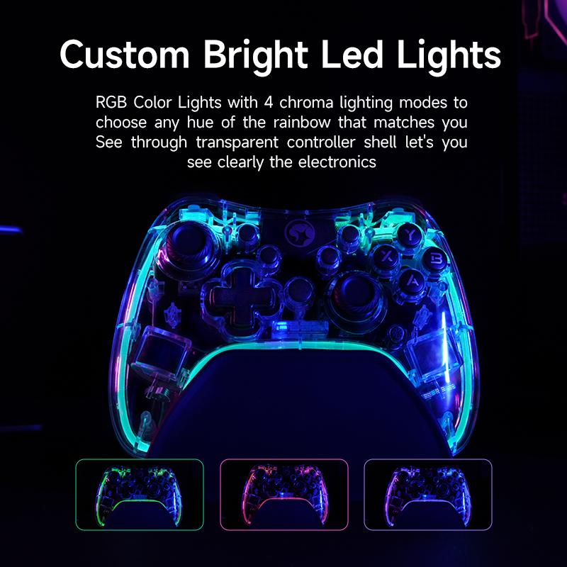 Marvo Game Controller Acrylic RGB Backlit Wired Game Controller Supporting to PC Gaming, Moblie Phone - Boy's Gift for Gamer