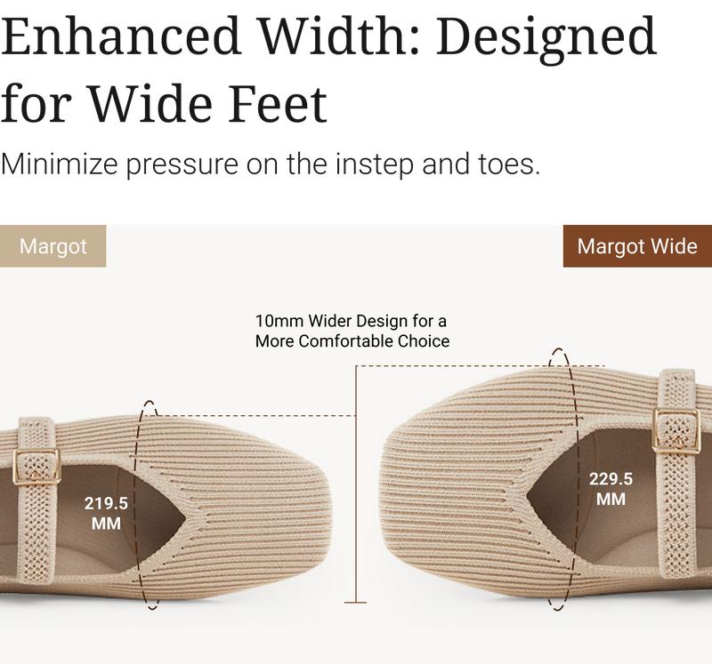 VIVAIA Women's Square-Toe Knit Mary Janes Ballet Flats,Adjustable Strap With Herbal Arch Support Insole,Machine Washable / Blister-Free Heel / Foldable & Lightweight Retro Chic (Margot Mary Janes) Free Shoe Charm Designated Color Until Sold Out Randomly