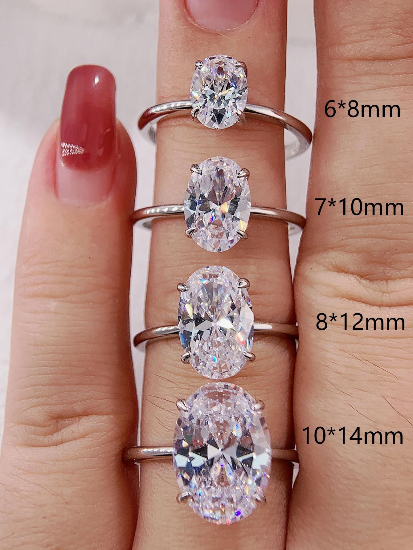 S925 Sterling Silver Fashionable Oval Shaped Artificial Zircon Ring, Elegant Jewelry for Women, Trendy All-match & Exquisite Jewelry for Birthday Gift