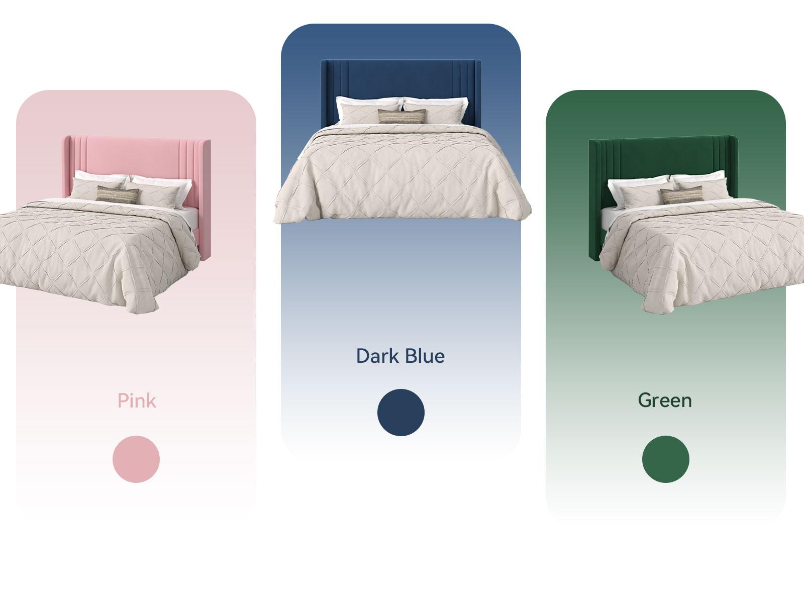 HOOMIC Upholstered Platform Bed Frame【Frame Only No Mattress】,Wingback Headboard with Vertical Stripes in Dutch Velvet,Full/Queen/King/Sizes,No Box Spring Needed,Pink/Black/White/Blue/Green/Gray