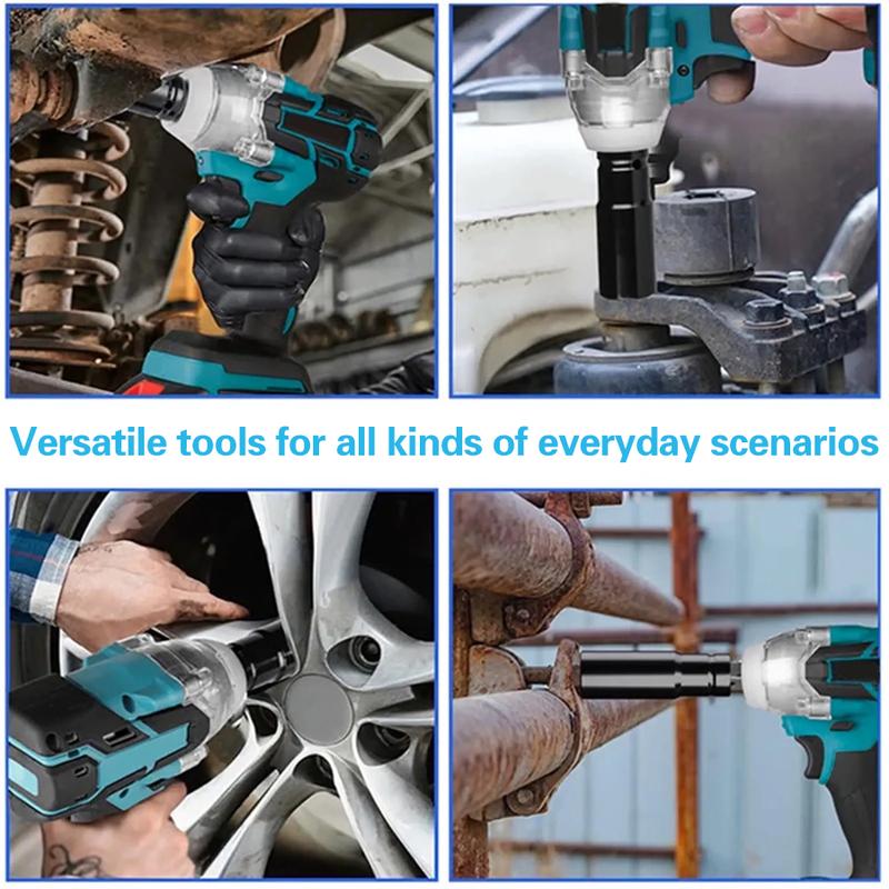 1/2 Cordless Impact Wrench,3-In-1 High Torque Impact Gun With 2x 3000mah Li-lon Battery,5 Impact Sockets,8 Drills,10 Screws And Tool Case,Impact Tools For Car Lug Nuts