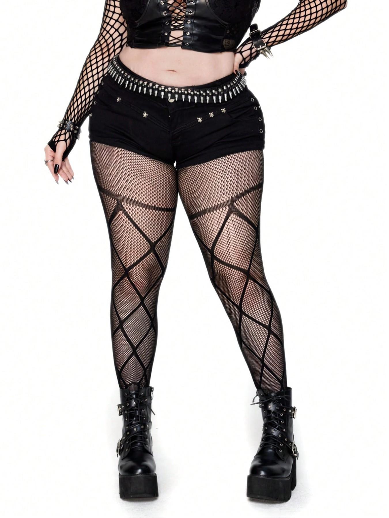 High Elasticity Fishnet Pantyhose, Fashionable Girl Sexy Tattoo Jacquard Lace Cutout, Trendy Skinny Trousers for All Seasons