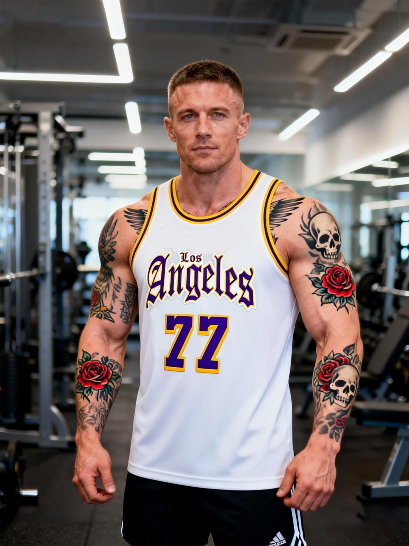 Men's #77 Stitched Basketball Jersey, Loose Fit Knit Fabric, Embroidered Letters and Numbers, Unisex Outdoor Training Casual Wear