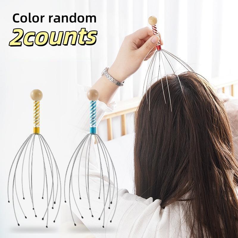 Stainless Steel Octopus Head Massager Set, Natural Pressure Relief Tool for Neck & Body, Scalp Relaxation Massage Device