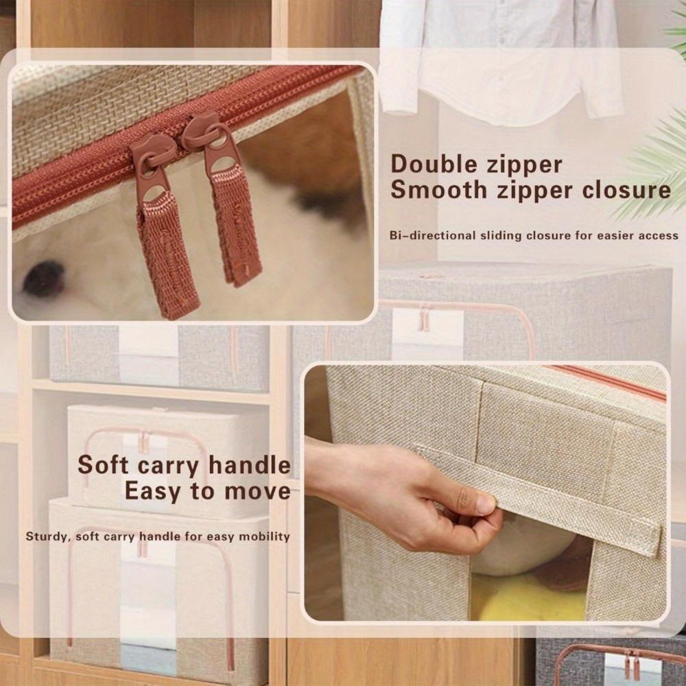 Foldable Steel Frame Storage Box, Transparent Organizer for Clothes and Blankets, Home Use Closet Storage Solution, 1 Piece