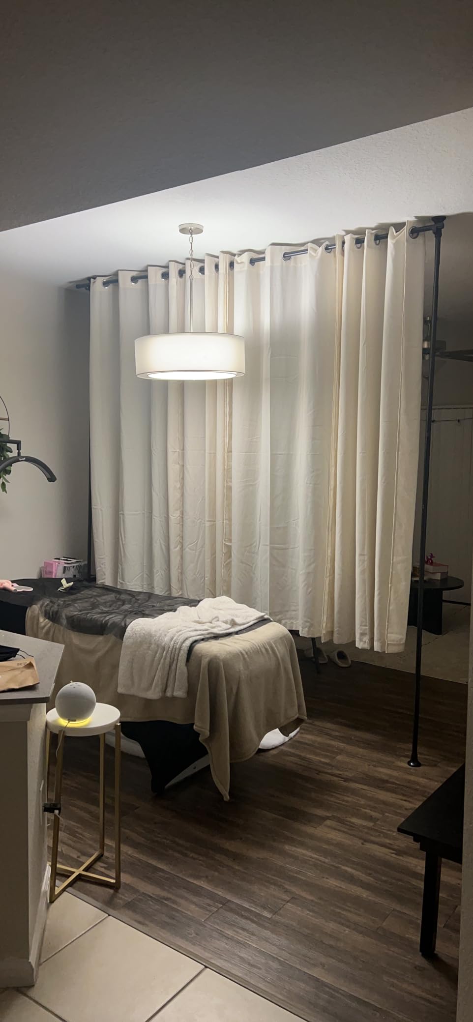 Tension Curtain Rod Stand for Room Divider&Window-No Drilling Partition Room Divider Wall,Heavy Duty Metal Curtain Stand for Room Separation,Separator