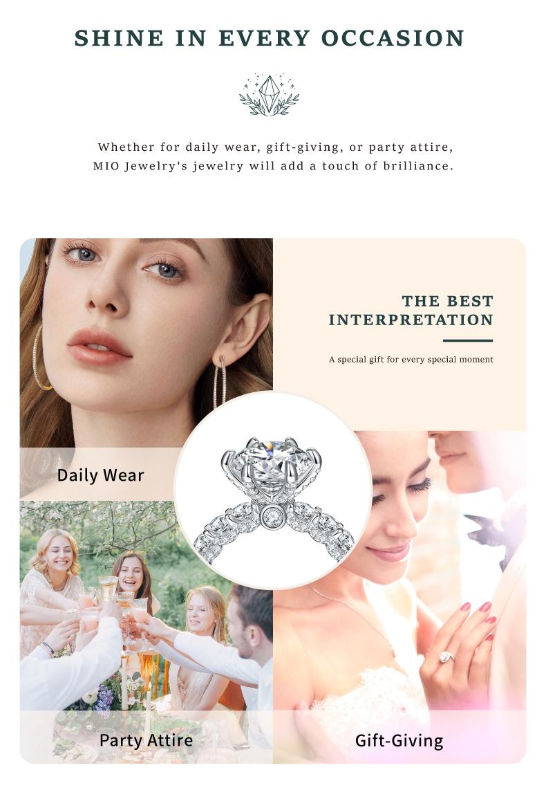 3-5CT King of carats Crushed Ice Cut Synthetic Moissanite Wedding Ring - Cluster Engagement ring, Perfect Gift for Anniversary、Proposal、Promise, With gift box