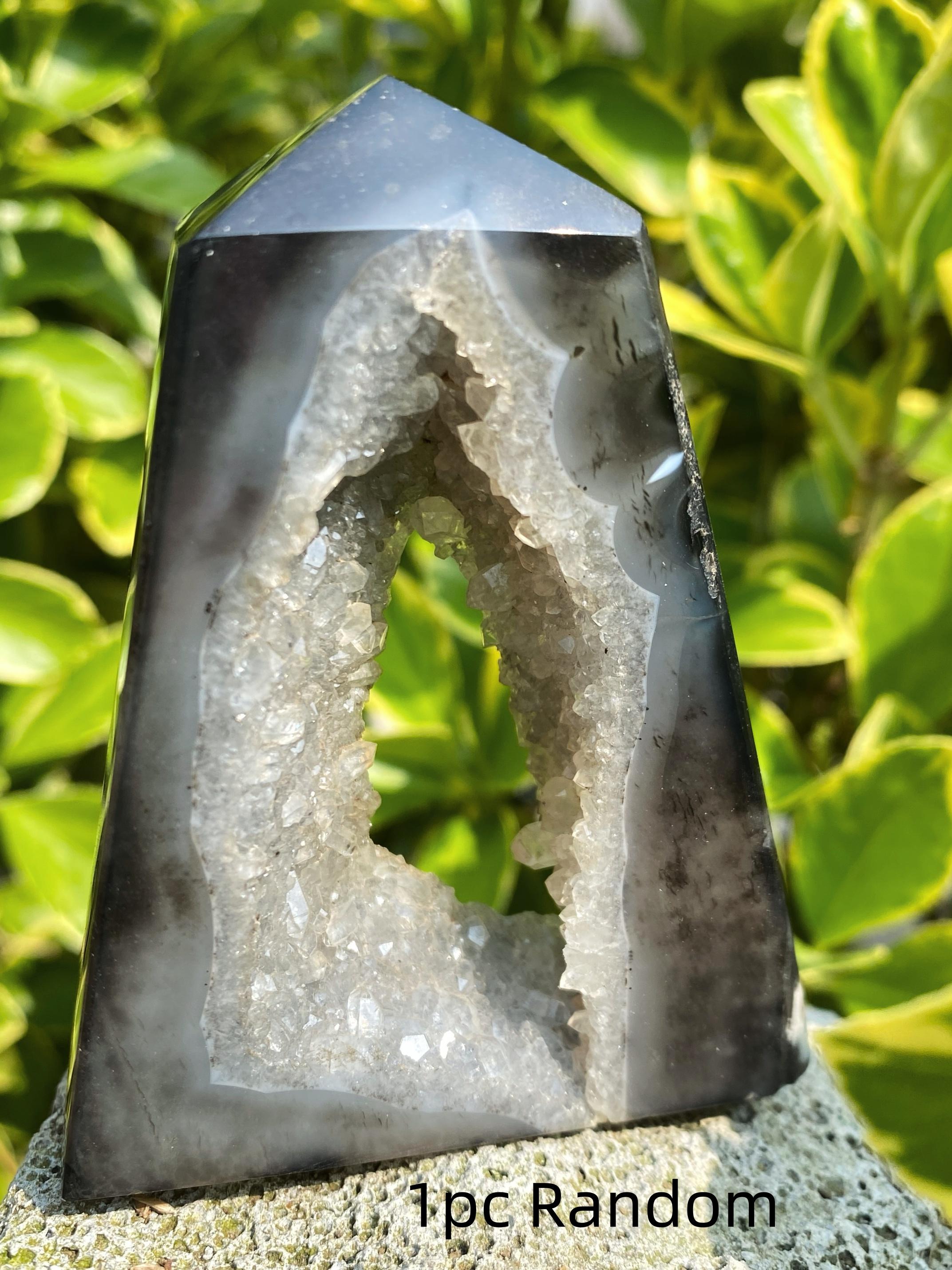 1pc 40-130g Natural Crystal Black Sardonyx Crystal Cave Door Ornaments, Creative Home Desktop Decoration, Crystal Collection, Unique Gifts Choice.