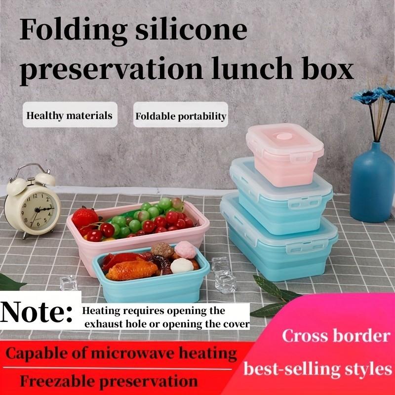 Food Grade Foldable Silicone Lunch Box, Microwave Safe Sealed Bowl, Portable Bento Box for Office Workers and Students, Refrigerator Storage