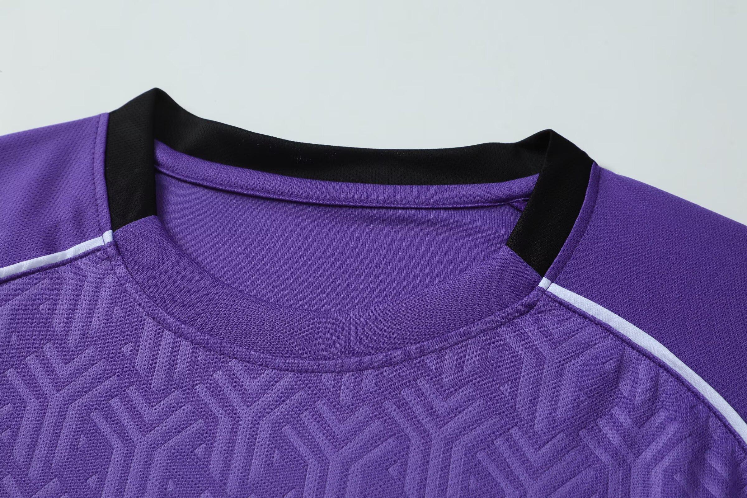 Wholesale Player-Version Men's Short Sleeve Soccer Jersey Set - Customizable Logo, Purple/Blue/Pink, Shirt+Shorts, Multi-Size (2XS/2XL/3XL/4XL), 175-180cm Height, Team Play Uniforms