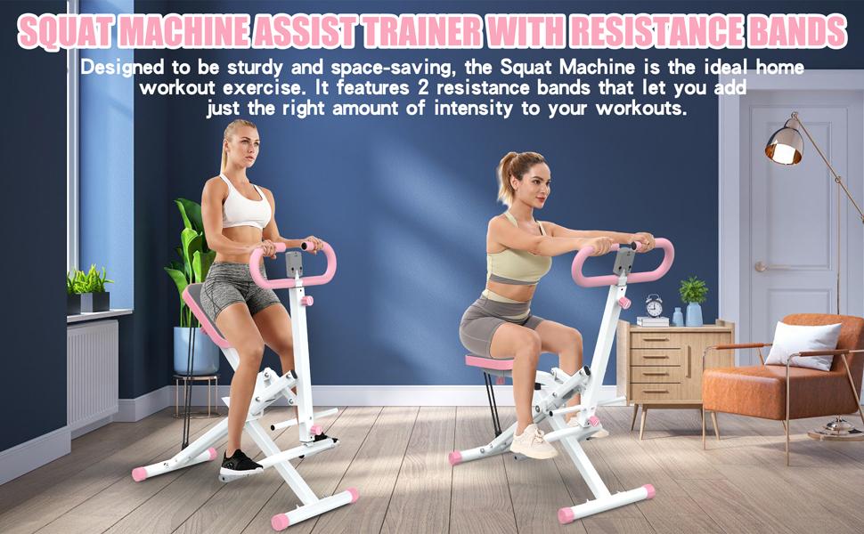 【Hufaut 】Squat Machine for Home,Exercise Machine,330lbs Foldable,Ride & Rowing Machine for Botty Glutes Butt Thighs,Ab Back/Leg Press Hip Thrust