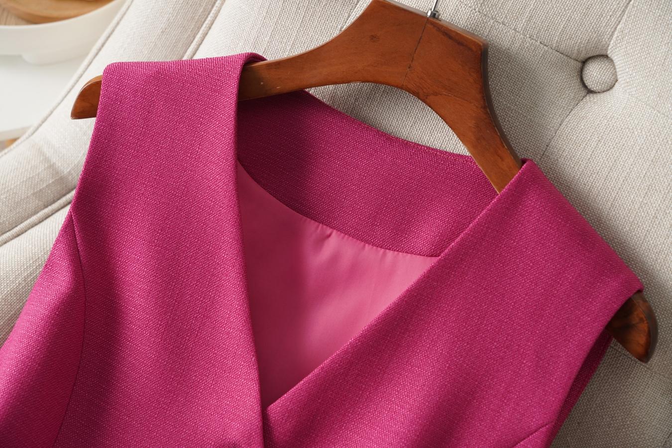 Women's Solid Button Front Fake Pocket Vest Blazer, Elegant V Neck Sleeveless Outerwear for Work Office Business, Ladies Spring & Fall Clothes Womenswear